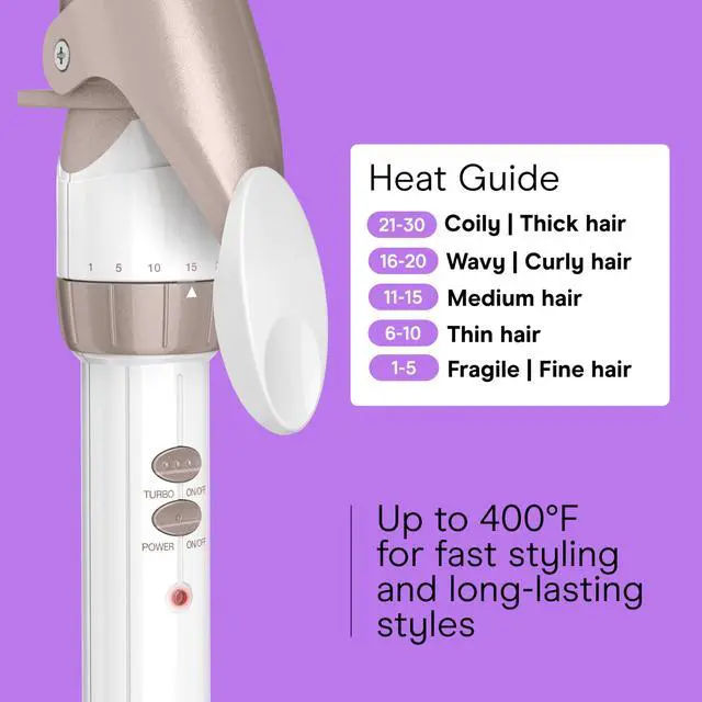 Alt view image 6 of 7 - Double Ceramic 1 ¼-Inch Curling Iron, 1 ¼-Inch Barrel Creates Loose Curls, Hair Curler for Use on Medium & Long Hair, White/Rose Gold