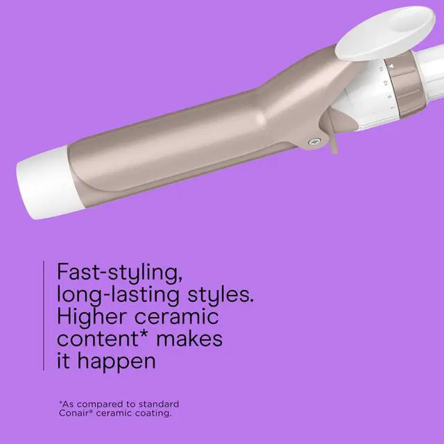 Alt view image 5 of 7 - Double Ceramic 1 ¼-Inch Curling Iron, 1 ¼-Inch Barrel Creates Loose Curls, Hair Curler for Use on Medium & Long Hair, White/Rose Gold
