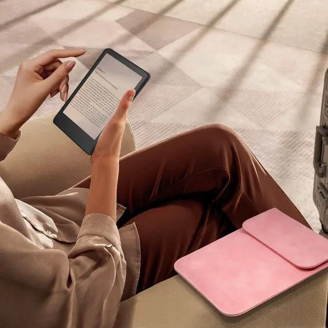 Alt view image 7 of 7 - 7 Inch Sleeve Case, Compatible with All 7'' E-Reader Book (10th Gen. 2019/9th Gen. 2017) & Kobo Devices, Protective Sleeve Cover Pouch Bag Carrying Case for eReader, Pink