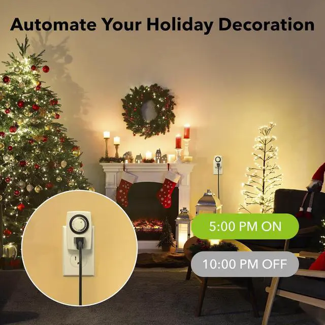 Alt view image 7 of 7 - BND-60/U47 Indoor Mini 24-Hour Mechanical Outlet Timer, 3-Prong, 2-Pack