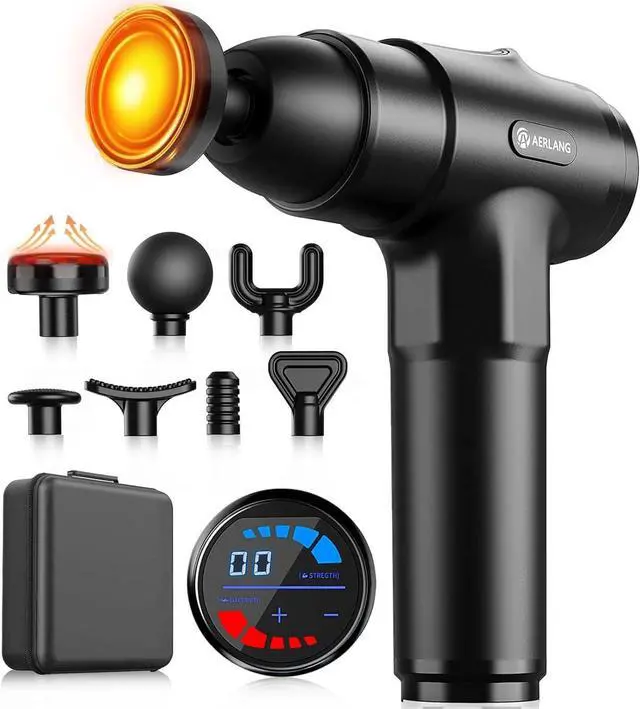Main image of Massage Gun with Heat Deep Tissue Back Massager Neck Massager for Pain Relief,Muscle Percussion Massage Gun, Birthday Gifts for Men Women Dad him Handheld Message Gun with 7Heads&Silent