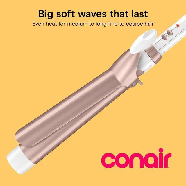 Alt view image 2 of 7 - Double Ceramic 1 1/2-Inch Extra Long Barrel Curling Iron, Soft Waves for All Hair Types, 30 Heat Settings, Dual Voltage, Auto-Off, White/Rose Gold, CD710