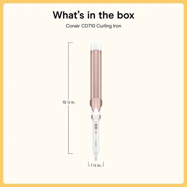 Alt view image 7 of 7 - Double Ceramic 1 1/2-Inch Extra Long Barrel Curling Iron, Soft Waves for All Hair Types, 30 Heat Settings, Dual Voltage, Auto-Off, White/Rose Gold, CD710