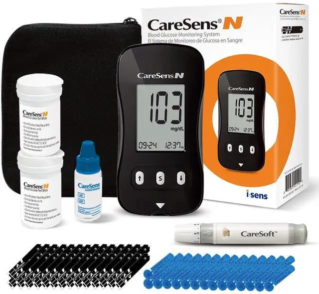 Main image of N Blood Glucose Monitor Kit with 100 Blood Sugar Test Strips, 100 Lancets, 1 Blood Glucose Meter, 1 Lancing Device, 1 Control Solution, Travel Case for Diabetes Testing for Personal Use