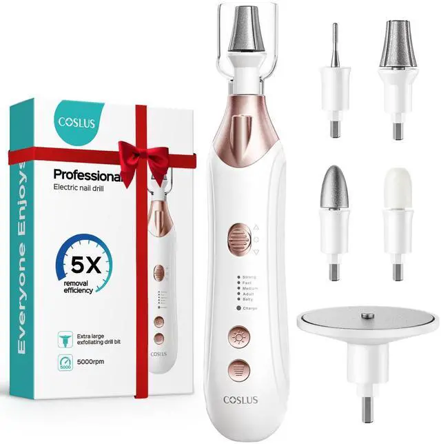 Main image of C43 Professional Manicure Pedicure Kit, 5-in-1 Electric Nail File for Toenail Hand Feet - Upgrade Wider Grinder for Thick Nails Care, Cordless, 5 Speed, for Men Women Seniors Home Salon, White
