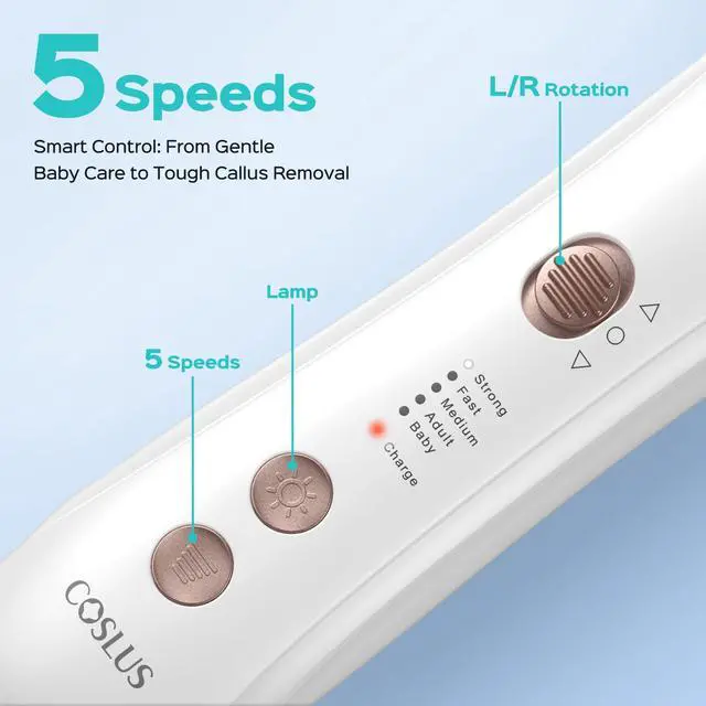 Alt view image 5 of 7 - C43 Professional Manicure Pedicure Kit, 5-in-1 Electric Nail File for Toenail Hand Feet - Upgrade Wider Grinder for Thick Nails Care, Cordless, 5 Speed, for Men Women Seniors Home Salon, White