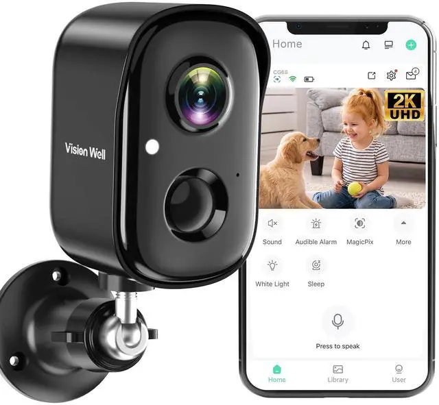 Main image of Security Cameras Wireless Outdoor, 2K Indoor Cameras for Home Security Battery Powered, AI Motion Detection, Color Night Vision, 2-Way Talk, Spotlight Siren Alarm, Cloud & SD Storage-Jet Black Camera