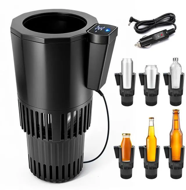 Main image of Auto Cooling and Heating Can Cooler for Car Cup Holder with Insulation Lid, Car Coffee Warmer 2 in 1 Cup Cooler & Mug Warmer, Portable Can Cooler 12V Fridge Travel Coffee Mug Quick Heating Cooling
