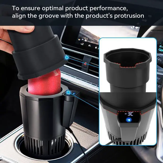 Alt view image 4 of 7 - Auto Cooling and Heating Can Cooler for Car Cup Holder with Insulation Lid, Car Coffee Warmer 2 in 1 Cup Cooler & Mug Warmer, Portable Can Cooler 12V Fridge Travel Coffee Mug Quick Heating Cooling