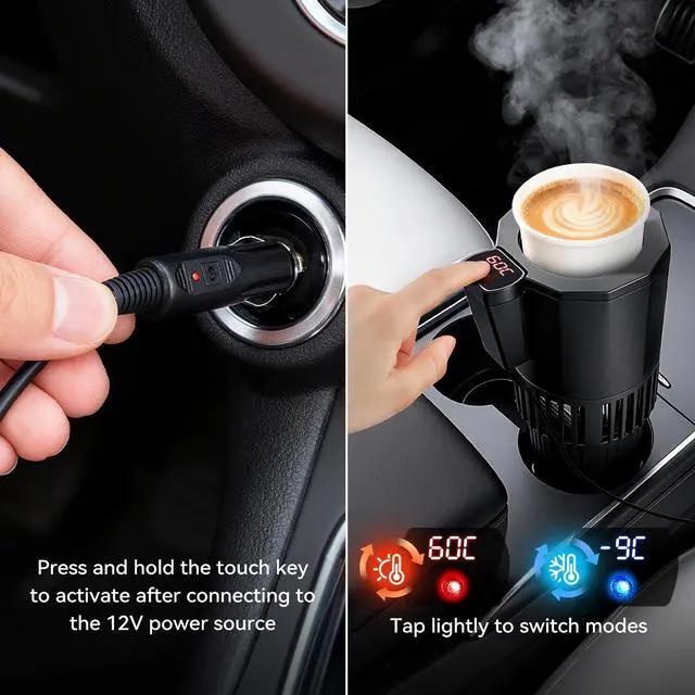 Alt view image 6 of 7 - Auto Cooling and Heating Can Cooler for Car Cup Holder with Insulation Lid, Car Coffee Warmer 2 in 1 Cup Cooler & Mug Warmer, Portable Can Cooler 12V Fridge Travel Coffee Mug Quick Heating Cooling