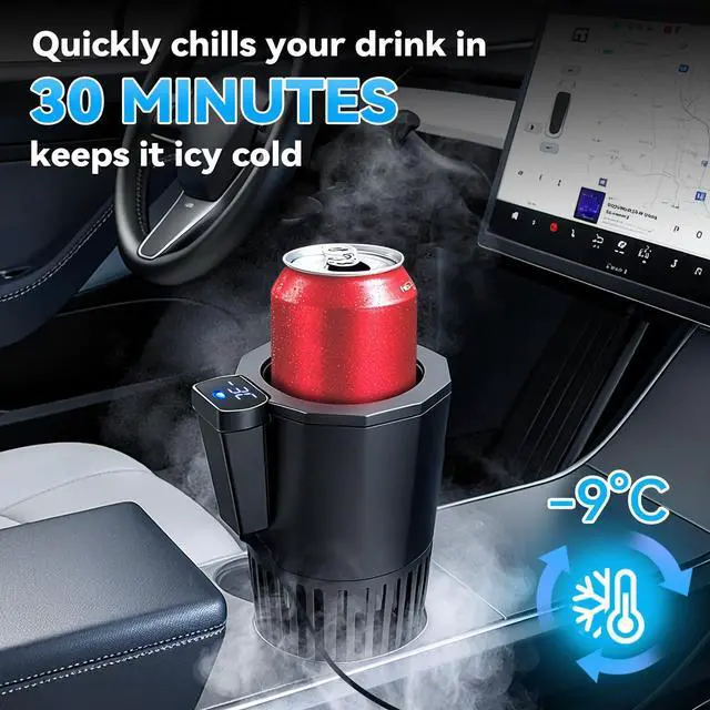 Alt view image 3 of 7 - Auto Cooling and Heating Can Cooler for Car Cup Holder with Insulation Lid, Car Coffee Warmer 2 in 1 Cup Cooler & Mug Warmer, Portable Can Cooler 12V Fridge Travel Coffee Mug Quick Heating Cooling