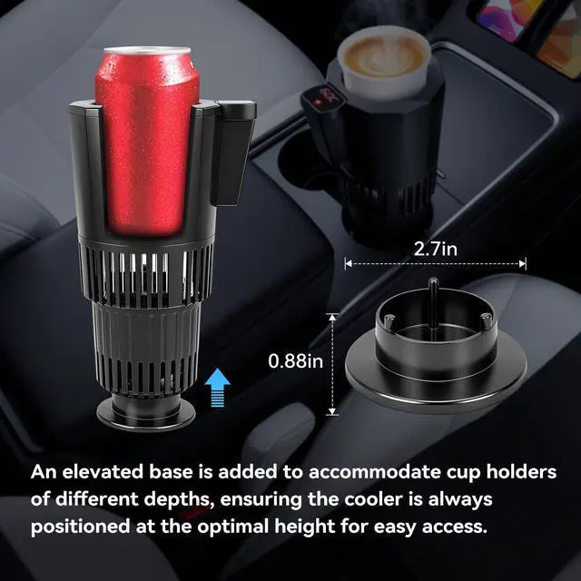 Alt view image 7 of 7 - Auto Cooling and Heating Can Cooler for Car Cup Holder with Insulation Lid, Car Coffee Warmer 2 in 1 Cup Cooler & Mug Warmer, Portable Can Cooler 12V Fridge Travel Coffee Mug Quick Heating Cooling
