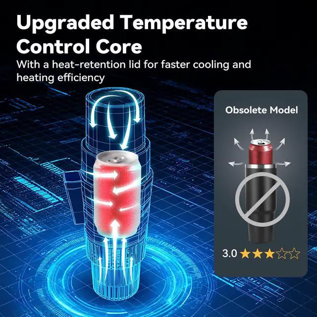 Alt view image 5 of 7 - Auto Cooling and Heating Can Cooler for Car Cup Holder with Insulation Lid, Car Coffee Warmer 2 in 1 Cup Cooler & Mug Warmer, Portable Can Cooler 12V Fridge Travel Coffee Mug Quick Heating Cooling