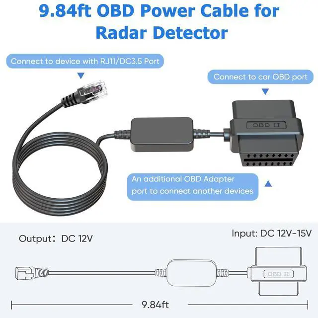 Alt view image 2 of 7 - Escort MAX 360 Passport Unide R1/R3 Beltronics Radenso XP etc Radar Detector OBDII Power Cord - RJ11 Adapter