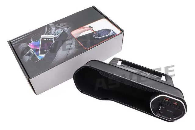 Alt view image 7 of 7 - Car Seat Gap Filler Organizer with Wireless Charger,2 USB Ports and 2 Retractable Charging Cable of Type C, iOS, Multifunctional Storage Box with Cup Holder Cigarette Lighter Quick Charge