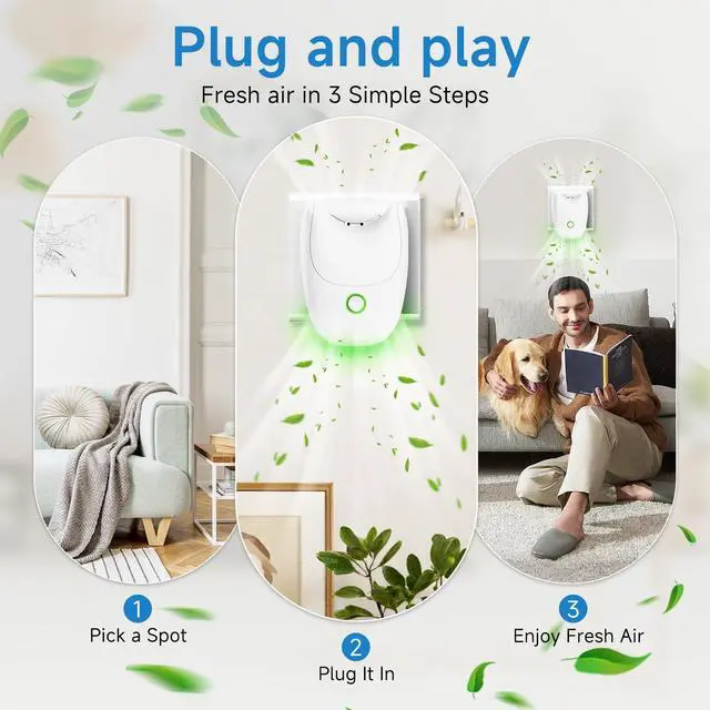 Alt view image 5 of 7 - Plug in Air Ionizers, 6 Pack Two-Speed Quiet Negative Ion Air Purifier, Mini Air Fresheners for Home, Bedroom, Office, Kitchen, Portable Odor Eliminator for Dust, Smoke, Pet Smell (6pcs)