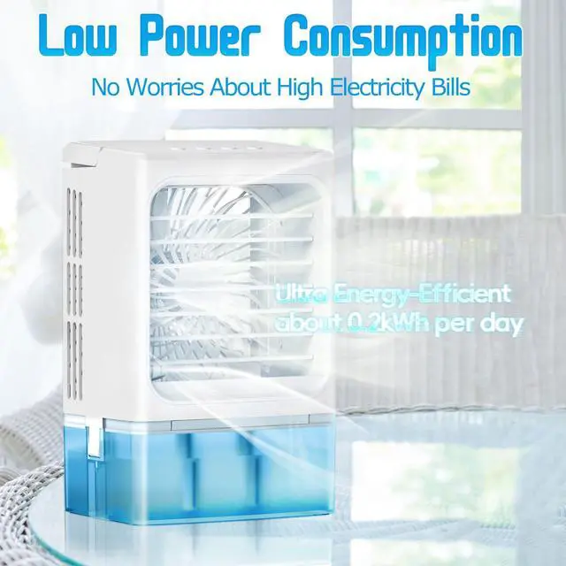 Alt view image 4 of 7 - Evaporative Air Cooler - Small Portable Air Conditioner - 4 in 1 Air Conditioner Fan - Indoor Mini AC Unit for Bedroom with Timer, 3 Speeds, 7 Color Night Light (White)