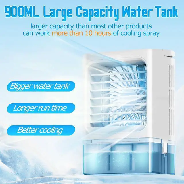 Alt view image 3 of 7 - Evaporative Air Cooler - Small Portable Air Conditioner - 4 in 1 Air Conditioner Fan - Indoor Mini AC Unit for Bedroom with Timer, 3 Speeds, 7 Color Night Light (White)