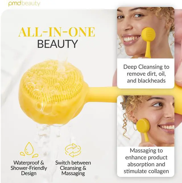 Alt view image 3 of 7 - Clean Mini - Electric Facial Cleansing Brush, Smart Facial Device with Silicone Brush & Anti-Aging Massager
