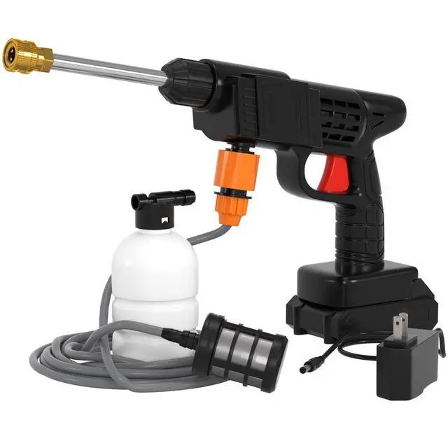 Alt view image 6 of 6 - Power Blaster Plus Cordless Portable Electric Water Spray Gun and Hose Car Washer Cleaner Tool for Balconies Windows, Exterior Walls, Floors, Fences, Gardens, Bathrooms