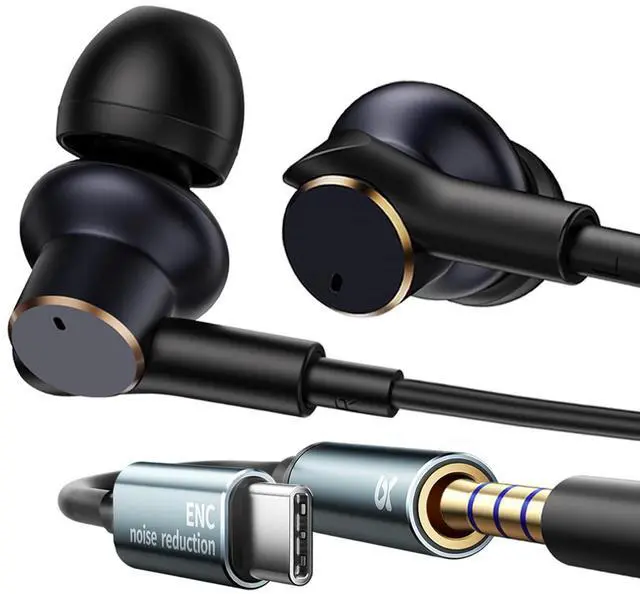 Main image of Wired Earphones Immersive Bass Noise Cancellation call,Four units In-Ear Headphones Wired Earbuds with Microphone noise-canceling,subwoofer and clear DAC decoded sound Universal USB C 3.5mm plug