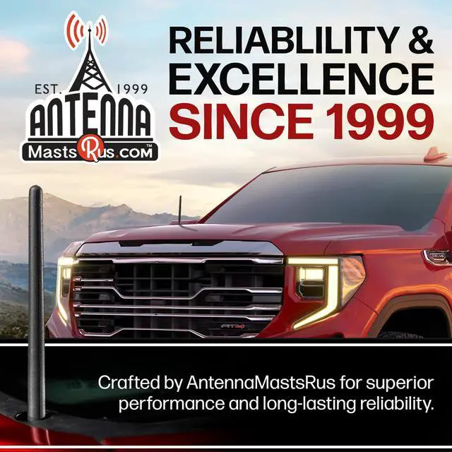 Alt view image 2 of 7 - 2- Short Rubber Antenna for GMC Sierra 1500 (2006-2026) - German Engineered with Internal Copper Coil for Enhanced Signal Reception - Car Wash Proof & Easy Install - 6 3/4 Inch