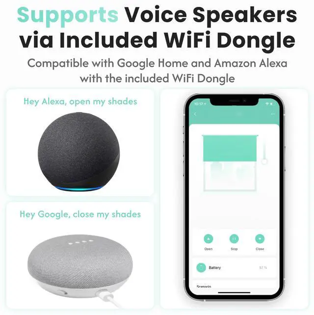 Alt view image 7 of 7 - Aura Roller Smart Shade Driver, Remote Control & WiFi Dongle | Automate Existing Blinds | Beaded Window Shade Compatible Up to 4x5ft | Rechargeable Battery | Set Schedules | Hands Free Voice Control