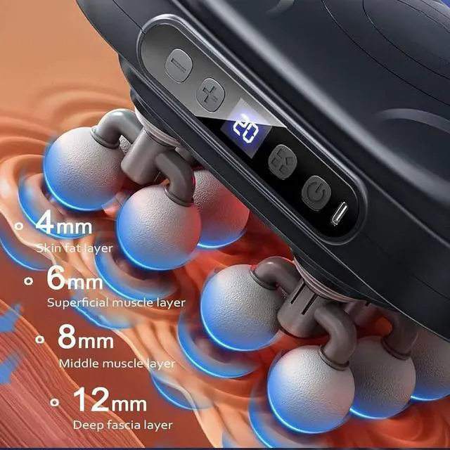 Alt view image 2 of 7 - 16 Head Massager Gun & Cervical Pillow Bundle | Deep Tissue Muscle Percussion Massager for Body, Shoulders, Foot, Legs, Neck, Back | 30 Intensities & 3 Modes | Bonus Cervical Pillow for Neck Relief