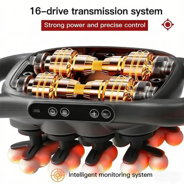 Alt view image 5 of 7 - 16 Head Massager Gun & Cervical Pillow Bundle | Deep Tissue Muscle Percussion Massager for Body, Shoulders, Foot, Legs, Neck, Back | 30 Intensities & 3 Modes | Bonus Cervical Pillow for Neck Relief
