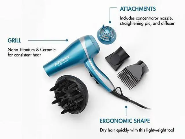 Alt view image 4 of 4 - Hair Dryer, Nano Titanium 2000-Watt Blow Dryer, Hair Styling Tools & Appliances, BNT5548