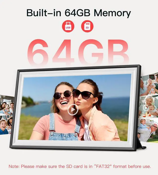 Alt view image 3 of 7 - Digital Picture Frame Frameo 15.6" WiFi Electronic Photo Frames Large with 64GB Memory 1920x1080 IPS FHD Touch Screen Share Moments Instantly Anywhere Photo Gifts for Parents and Grandparents