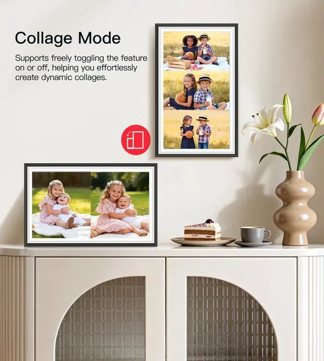 Alt view image 7 of 7 - Digital Picture Frame Frameo 15.6" WiFi Electronic Photo Frames Large with 64GB Memory 1920x1080 IPS FHD Touch Screen Share Moments Instantly Anywhere Photo Gifts for Parents and Grandparents