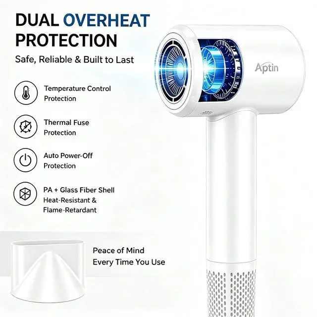 Alt view image 4 of 7 - Ionic Hair Dryer 110, 000 RPM High Speed Motor Ultra-Fast Drying, 200 Million Negative Ions for Frizz Reduction, Overheat Protection, Low Noise Magnetic Concentrator, No Heat Damage Lightweight