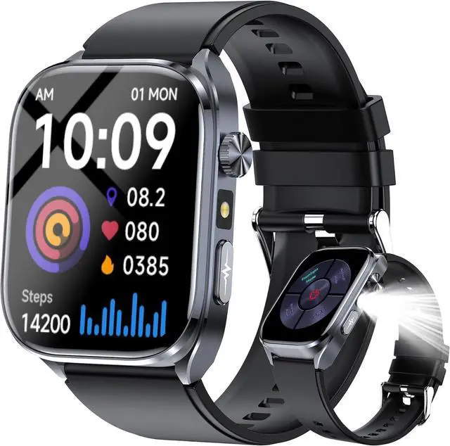 Main image of Advanced Health Smartwatch for Women Men with Real-Time Monitoring of Heart Rate, Sleep Quality and Stress Levels, Always-On DisplayBright Flashlight (Black)