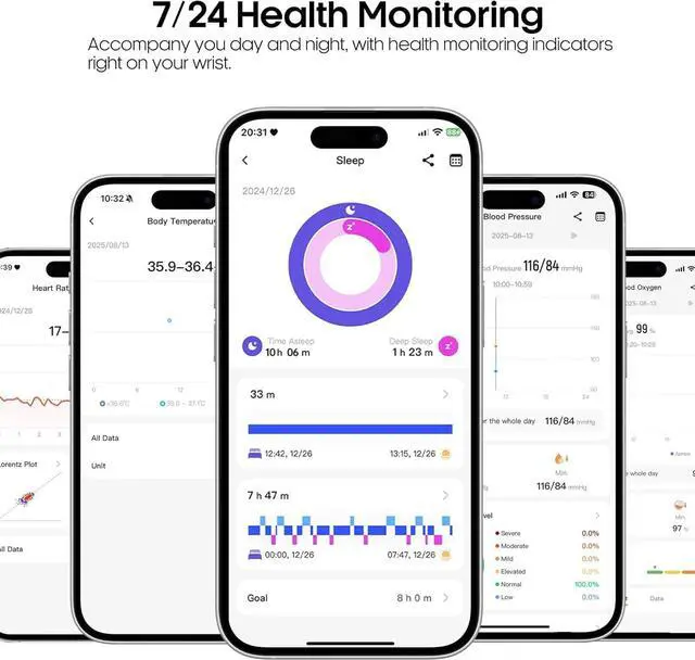 Alt view image 2 of 7 - Advanced Health Smartwatch for Women Men with Real-Time Monitoring of Heart Rate, Sleep Quality and Stress Levels, Always-On DisplayBright Flashlight (Black)