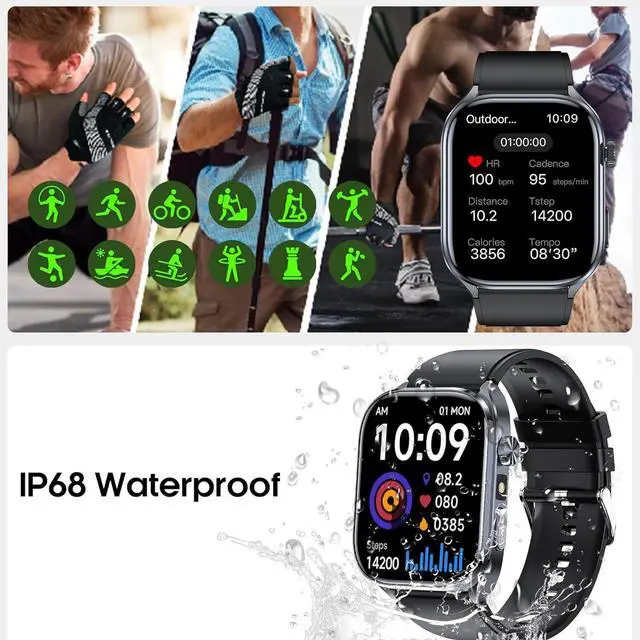 Alt view image 5 of 7 - Advanced Health Smartwatch for Women Men with Real-Time Monitoring of Heart Rate, Sleep Quality and Stress Levels, Always-On DisplayBright Flashlight (Black)
