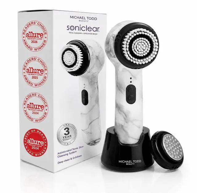 Main image of Beauty Soniclear Allure 2026 Readers Choice Winner Sonic (no Rotating) Facial Cleansing + Exfoliation Brush for Men/Women, Antimicrobial Protected Bristles, 4 speeds, Serum Infusion Head