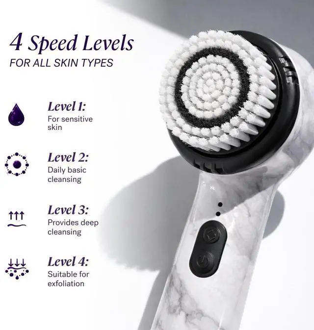 Alt view image 7 of 7 - Beauty Soniclear Allure 2026 Readers Choice Winner Sonic (no Rotating) Facial Cleansing + Exfoliation Brush for Men/Women, Antimicrobial Protected Bristles, 4 speeds, Serum Infusion Head