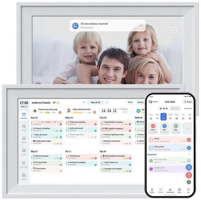 Main image of 10.1" Digital Calendar with IPS Touch Screen - Smart Electronic Calendar & Planner with Free App Control, Sync & Custom Alerts, Ideal Home Office Management Tool