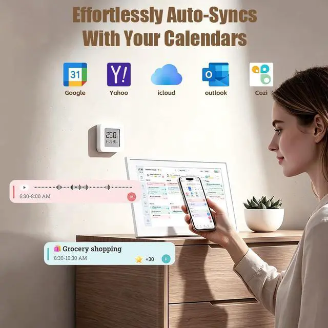 Alt view image 2 of 7 - 10.1" Digital Calendar with IPS Touch Screen - Smart Electronic Calendar & Planner with Free App Control, Sync & Custom Alerts, Ideal Home Office Management Tool