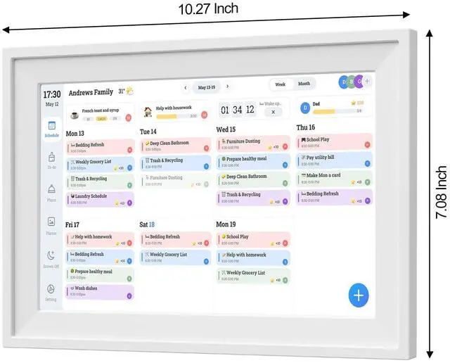Alt view image 7 of 7 - 10.1" Digital Calendar with IPS Touch Screen - Smart Electronic Calendar & Planner with Free App Control, Sync & Custom Alerts, Ideal Home Office Management Tool