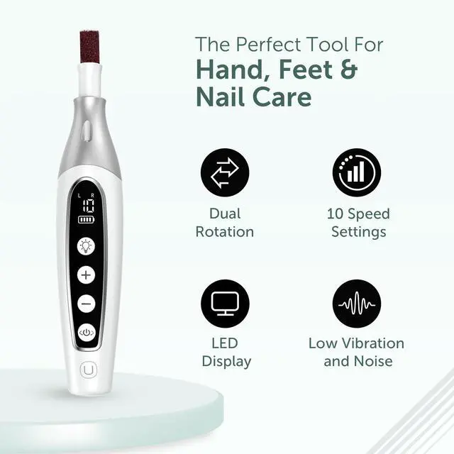Alt view image 4 of 7 - PediLux Pro Professional Manicure Pedicure Kit, Cordless Electric Nail File Drill Set, Thick Toenail Grinder, Toe Nail Dremel Tools, Filer, Buffer, Sander, Remove Cuticles, Callus for Men & Women