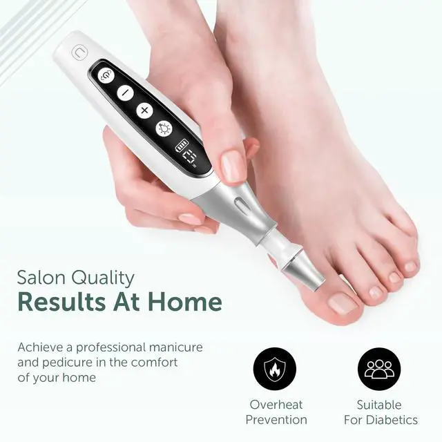 Alt view image 5 of 7 - PediLux Pro Professional Manicure Pedicure Kit, Cordless Electric Nail File Drill Set, Thick Toenail Grinder, Toe Nail Dremel Tools, Filer, Buffer, Sander, Remove Cuticles, Callus for Men & Women