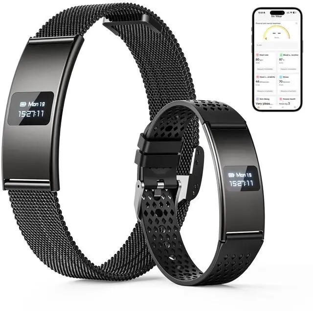 Main image of Smart Bracelet, Subscription-Free 24/7 Health Tracking, Heart Rate, SpO2, HRV & Sleep Tracker with IPX8 Waterproof, Wearable Activity & Fitness Tracker, 7-Day Battery, 2 Bands