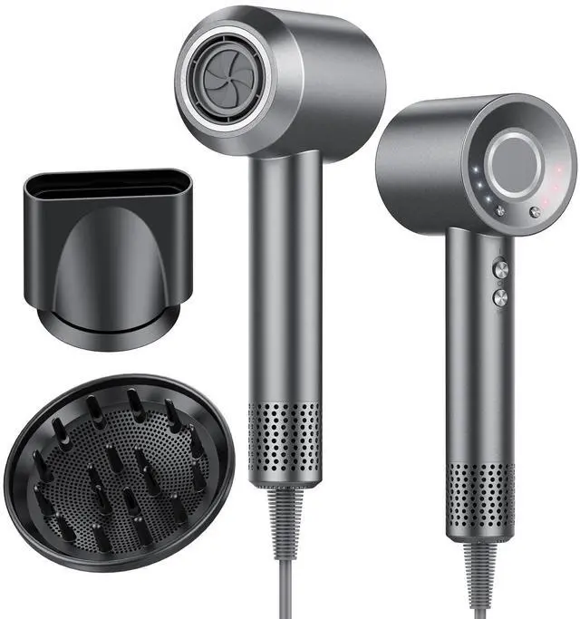 Main image of Hair Dryer, 160000 RPM Professional High Speed Ionic Blow Dryer 500 Million Negative Ions & Heat-Control & Low Noise Hairdryer for Faster Drying, No Heat Damage, Travel with DiffuserGrey