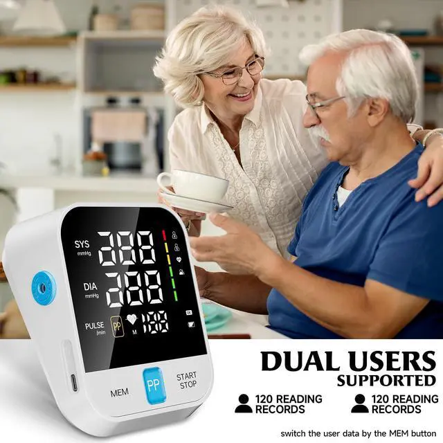 Alt view image 3 of 7 - Blood Pressure Monitor for Home Use with Upper Arm Wide Range Cuff (8.7"-15.7" Adjustable) & LED Display, Automatic Digital BP Machine Storage Bag, 240 Memories for 2 Users