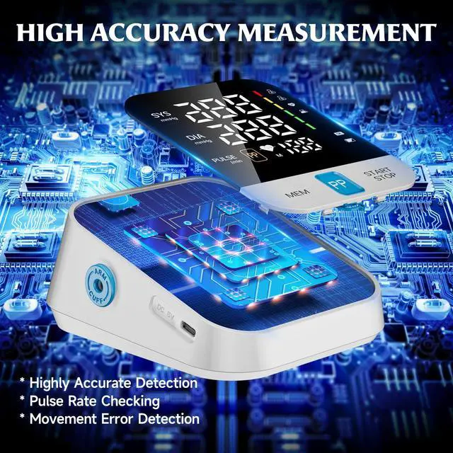 Alt view image 4 of 7 - Blood Pressure Monitor for Home Use with Upper Arm Wide Range Cuff (8.7"-15.7" Adjustable) & LED Display, Automatic Digital BP Machine Storage Bag, 240 Memories for 2 Users