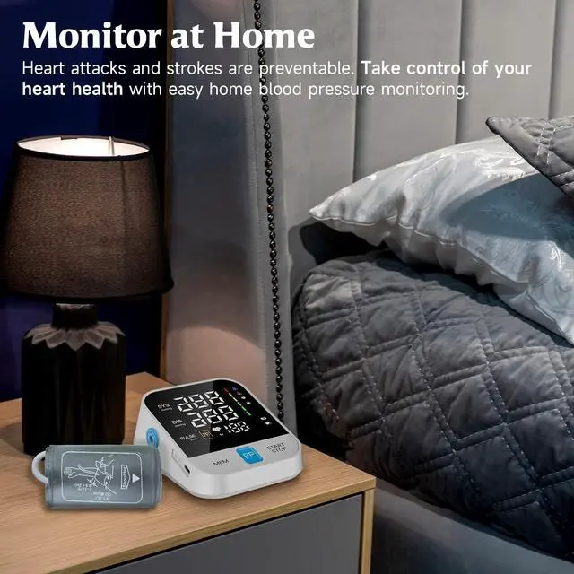 Alt view image 7 of 7 - Blood Pressure Monitor for Home Use with Upper Arm Wide Range Cuff (8.7"-15.7" Adjustable) & LED Display, Automatic Digital BP Machine Storage Bag, 240 Memories for 2 Users