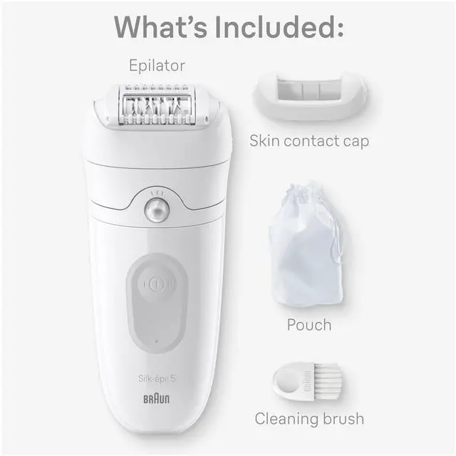 Alt view image 2 of 7 - Epilator Silk-épil 5, Hair Removal Device, Women Shaver & Trimmer, Wet and Dry, Includes Skin Contact Cap, SE5-011, Grey
