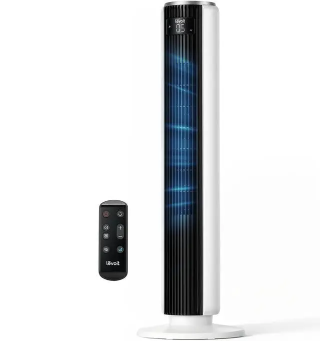 Main image of Tower Fan for Bedroom, 90° Oscillating Standing Fan with 28dB Quiet for Sleep, 25ft/s Velocity, 12H Timer, 5 Speeds 4 Modes, Remoter, Bladeless Room Fan for Home, Office, Indoor, 36 inch, White